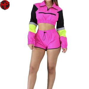 Ventes en gros de shorts coupe-vent pour femmes de haute qualité, ensemble 2 pièces, respirant, séchage rapide, 100% polyester - Product Image 2