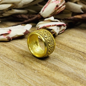 Modern Best <b>Chunky</b> Brass Band <b>Ring</b> Tribal Pattern <b>Rings</b> Women Brass <b>Ring</b> Women 18k Gold Plated Ethnic Filigree Jewelry Wholesale - Product Image 6