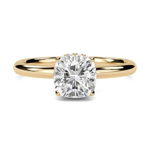 Anillo con diamante Cushion y halo oculto de 0.50 ct, diamante cultivado en laboratorio, en oro amarillo, blanco, rosa y platino de 18 quilates. - Product Image 2