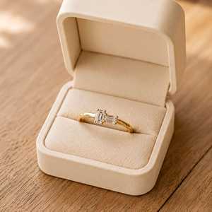 Baguette Cut <b>Two</b> <b>Stone</b> <b>Ring</b> Minimalist Platinum Band Lab Diamond Engagement Band Eternity <b>Ring</b> for Women Wholesale Jewelry - Product Image 2