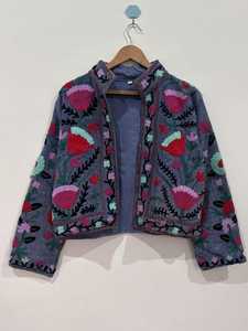 Velvet Embroidered Jacket Hand Embroidered Suzani Jacket Boho Ethnic Floral Coat Bold Statement Outerwear for Women Winter - Product Image 4