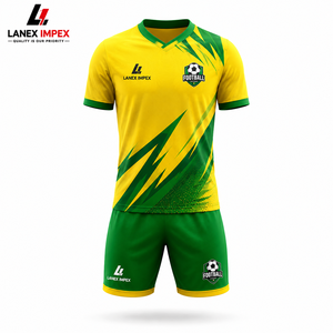 Ensemble de maillot de football personnalisé pour hommes et garçons, tenue de sport à manches courtes, tissu respirant, uniforme d'équipe, entraînement, logo, nom - Product Image 1