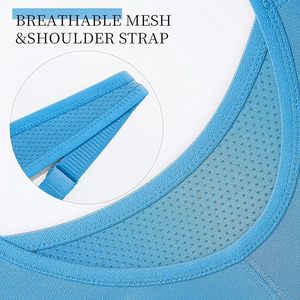 Blue High Support Sports Bra Women Workout Yoga Gym Bra <b>Top</b> Breathable <b>Mesh</b> Design - Product Image 6