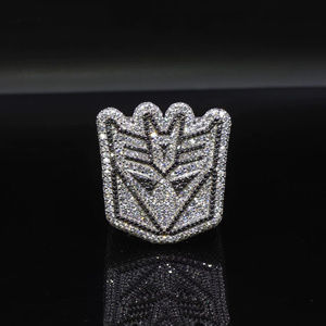 Custom Black White Deception <b>Ring</b> 925 Silver Round Lab Grown Diamond Iced Out Hip Hop <b>Statement</b> <b>Ring</b> Pass Diamond VVS1 Jewelry - Product Image 1