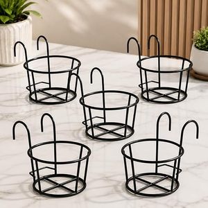 Pot de fleurs suspendu en métal avec finition thermolaquée, style rustique, pour plantes vertes d'extérieur - Product Image 3