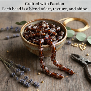 ลูกปัดแก้วสีน้ำตาลพรีเมียม EXCEL EXPORTS แบบแฮนด์เมด ขนาด 8 นิ้ว |   เค้กแต่งงานแบบผสมผสาน รูปทรงหลากหลาย ลูกปัดตกแต่ง DIY เครื่องประดับ - Product Image 5