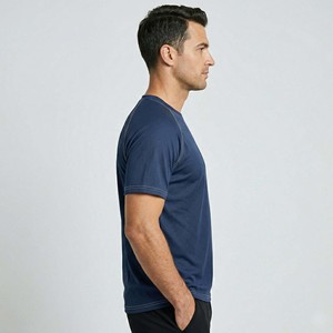 High Quality Moisture Wicking Blank Men's Sports Activewear T Shirt Blue Raglan Sleeve Workout <b>Tee</b> - Product Image 3