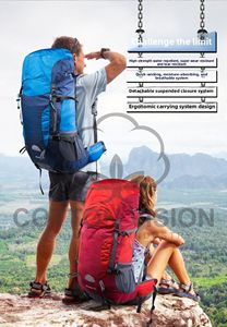 Sac à dos de randonnée et de montagne unisexe, imperméable, 60L, en nylon - Product Image 2