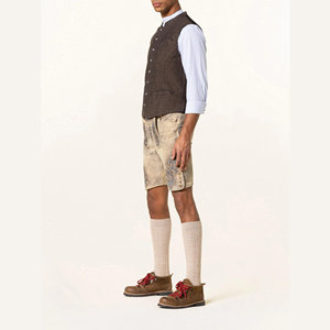 Auténticos Lederhosen Bávaros para Hombre, Pantalones Cortos Tradicionales de Cuero de Cabra Marrón con Diseño Bordado Personalizado para Oktoberfest - Product Image 4