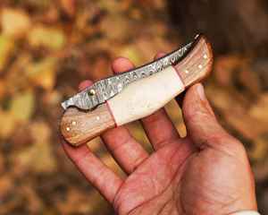 มีดพับเหล็กดามัสกัสขายดี ด้ามไม้ คุณภาพสูง สำหรับตั้งแคมป์กลางแจ้ง เอาตัวรอด ใช้ในอุตสาหกรรม OEM - Product Image 6