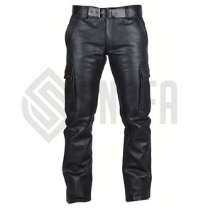 Pantalon en cuir véritable pour homme, 100% authentique, de haute qualité, léger, taille haute, style décontracté, au meilleur prix - Product Image 3