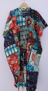 Bata de algodón para mujer con estampado floral, cuello en V, sin mangas, cierre de encaje, informal, de verano, ecológica y transpirable - Product Image 3