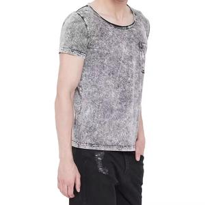 Camiseta de Alta Calidad al por Mayor, Estilo Vintage, Corte Cuadrado, Desgastada, con Efecto Descolorido por el Sol y Lavado Ácido, para Hombre, Unisex - Product Image 3