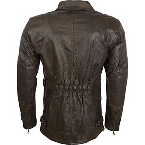 Men's Real Cowhide Leather Fur Collar Eco-Friendly Windproof <b>Heated</b> Belted Motorbike <b>Coat</b> - Product Image 3