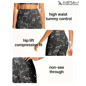 Newest High-Waisted Yoga Shorts Marble Print Compression Workout, Quick-Dry Stretchy <b>Tummy</b> <b>Control</b> Fitness Wear Ladies Shorts - Product Image 5