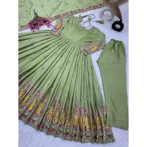 LO ÚLTIMO VESTIDO DE TRABAJO DE SECUENCIA DE BORDADO DE SECUENCIA CHINON FONDO CON DUPATTA VERDE MAR - Product Image 3