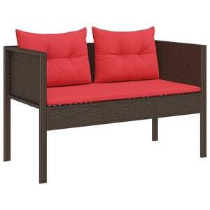 Ensemble de canapés de jardin en polyrotin marron et rouge, 6 pièces, avec coussins - Product Image 4