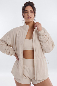 Conjunto Deportivo de 2 Piezas para Mujer, Chaqueta Cortavientos Colorblock y Pantalones Cortos, Ligero, para Correr, Gimnasio y Fitness - Product Image 3