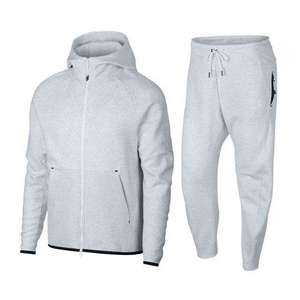 Men Tracksuit Hooded Full Zipper Solid Color Casual Autumn Polyester <b>Pants</b> Set With Side Pockets Regular Fit - Product Image 2