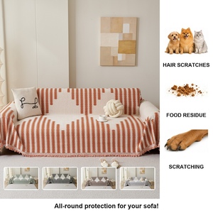 <span class=keywords><strong>Copridivano</strong></span> in Ciniglia a Righe Arancioni, Lavabile in Lavatrice, Antiscivolo, Confortevole per Soggiorni Moderni e Rinnovamento Stagionale della Casa - Product Image 1