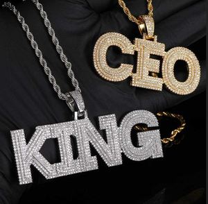 Pendentif Lettre King CEO en Argent 925 Plaqué Or 18K avec Micro-Pavé de Moissanite Sertie en Bezel, Certifié IGI, Collier de Luxe pour Homme - Product Image 3