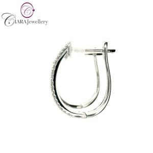 BEST SELLING CHANNEL <b>SET</b> 18K AU750/PT950 WHITE/YELLOW <b>GOLD</b> REAL NATURAL DIAMOND OVAL HOOP EARRINGS for WEDDING & ANNIVERSARY - Product Image 3