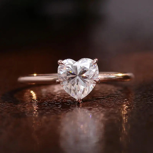 Anillo de Compromiso de Moissanita con Corte Corazón, Anillo de Oro Solitario para Mujer, Anillo de Promesa Romántico, Anillo de Boda Minimalista, Delicado - Product Image 2