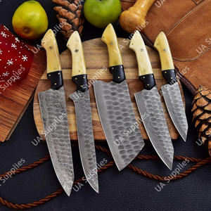 Juego de Cuchillos de Chef Profesionales de Acero de Damasco, Forjados a Mano, 5 Piezas, Ligeros, Duraderos, Afilados como una Navaja, OEM, ODM, OBM, Hueso de Camello - Product Image 3