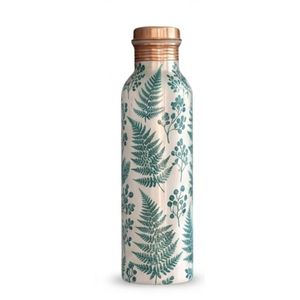 Bouteille d'eau 100 % cuivre pur, imprimé floral, luxe moderne, écologique, 1000 ml, anti-fuite, pour bien-être ayurvédique - Product Image 6
