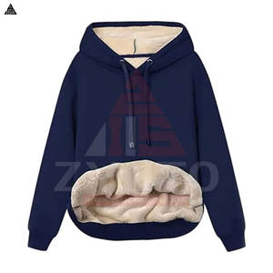 Sudadera básica unisex de algodón mezclado con impresión de logotipo personalizada, sudadera con capucha gruesa de invierno para mujer y ropa urbana femenina. - Product Image 4