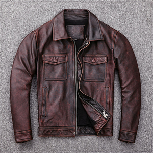 Women's Genuine Leather Moto <b>Jacket</b> Spread Collar Full Sleeve Zipper Closure Autumn Solid Color <b>Biker</b> <b>Jacket</b> - Product Image 5