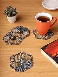 Sous-verre décoratif brodé perlé pour table, épaisseur 5 mm, style bohème, pour fêtes, produit artisanal coloré, vente en gros - Product Image 2