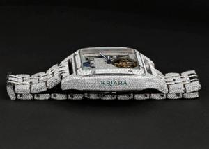 Reloj de Lujo Mossinate de Acero Inoxidable con Diamantes, Caja Cuadrada, Números Romanos Analógicos y Correa Desplegable - Product Image 3
