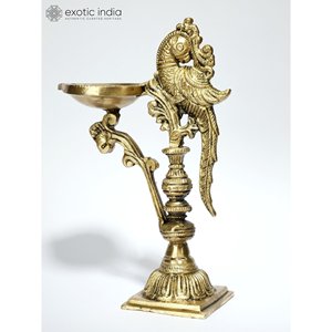 โคมไฟน้ำมันทองเหลืองนกยูงขนาด7นิ้วจากอินเดียสำหรับตกแต่งบ้านและวัด - Product Image 3