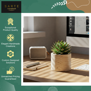 Fabriqué en Inde, élégance naturelle écologique, succulentes, style petit/grand, mini pot en pierre de travertin pour la décoration de jardin et de la maison - Product Image 4