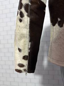 Blouson en cuir de vachette pour homme White Stitch International, imprimé animal, col rabattable, fermeture éclair, hiver, décontracté, épais, imitation cuir - Product Image 5