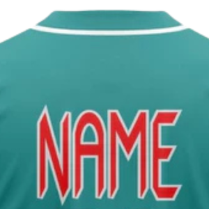 Maillot de baseball bleu sarcelle et rouge à manches courtes, boutonné, uniforme d'équipe personnalisé, respirant, en polyester, pour le sport - Product Image 6
