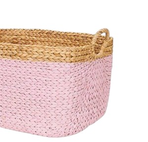 Cesta de Almacenamiento Rectangular Estilo Boho, Rosa y Natural, de Jacinto de Agua, Cesta para Ropa Sucia, Organizador Ecológico con Asas - Product Image 2