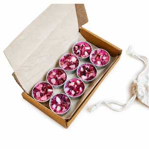 Juego de 8 Velas Aromáticas de Cera de Soya con Cristales y Pétalos de Rosa, Hechas a Mano, en Frascos Metálicos, Decorativas, para Aromaterapia y Decoración del Hogar - Product Image 4