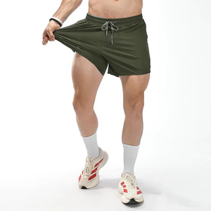 <b>Men's</b> Olive <b>Green</b> Polyester <b>Shorts</b> Mid Waist Drawstring Quick Dry Sporty Style <b>Short</b> Length - Product Image 3