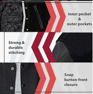 Veste de baseball varsity en toile pour homme, style bomber décontracté, avec logo personnalisé, vente en gros OEM pour l'hiver - Product Image 6