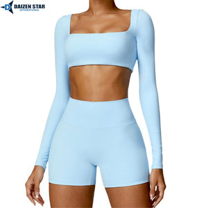 Women Solid Seamless Yoga Set Mid Waist Leggings Sports Bra 2-Piece Gym Fitness Workout Clothing Front Logo Position OEM Custom - Product Image 2