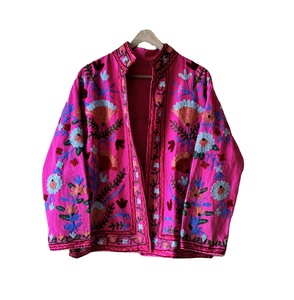เสื้อแจ็กเก็ตสตรีแขนสั้นปักลาย suzani ทำมือผ้าฝ้ายไซส์ฟรีไซส์ - Product Image 1