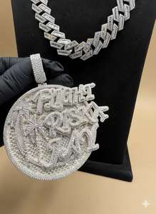 Pendentif personnalisé en moissanite VVS, style hip-hop, design lettre, plaqué or, argent 925, certifié, cadeau d'anniversaire pour homme - Product Image 2