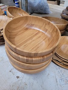 Bol en bambou écologique Blue Lotus, grain de bois naturel, plat de service rond - Product Image 6