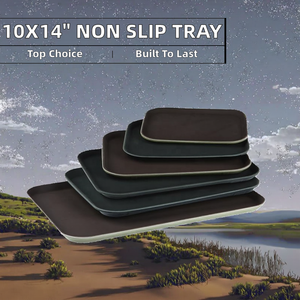 Plateau de service de restaurant en fibre de verre durable, de qualité commerciale, incassable, résistant au lave-vaisselle, imperméable, antidérapant, surface en caoutchouc - Product Image 2