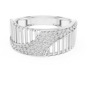 Bague Pavé Ondulée de Luxe en Moissanite |   Bague de créateur en alliage plaqué or 14 carats pour hommes et femmes - Product Image 1
