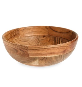 Bol de service multifonctionnel en bois d'acacia naturel, fait à la main, léger, pour la cuisine, la vaisselle, le service - Product Image 6