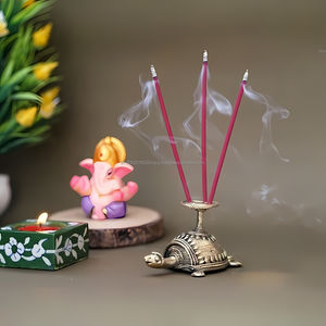 Handmade 2.5 Inch Brass Tortoise <b>Incense</b> <b>Stick</b> <b>Holder</b> Golden Tribal Art Decor - Product Image 1