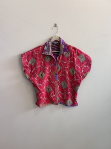 เสื้อแจ็คเก็ตคันธาแบบสั้น ตัดเย็บแบบควิลท์ วินเทจ ทำมือ สไตล์โบโฮ เสื้อโค้ทแบบกลับด้านได้ - Product Image 6